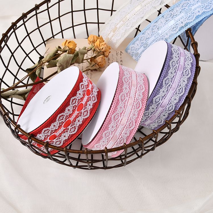 3.8cm imitation linen satin ribbon lace trim tape factory direct sales wholesale gifts, handicrafts, floral decorations, small bows, ribbon accessories, webbing details Picture
