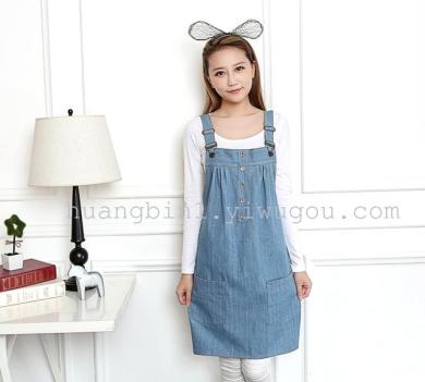 Denim apron Korean barista overalls oil painting Western restaurant baking sleeveless custom thumbnail