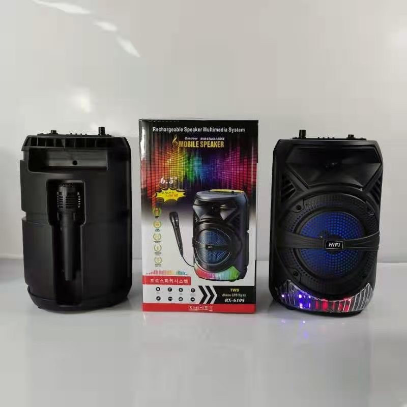 新款6.5寸广场舞音响手提音箱户外大功率电瓶音箱带灯K歌麦克风详情图6