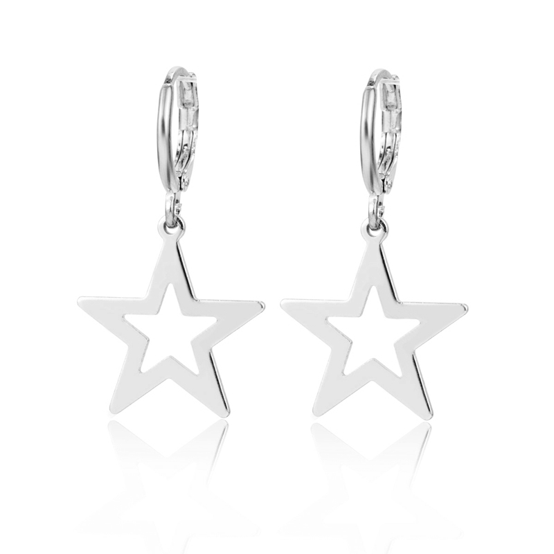 Shell star moon stud earrings, European and American ins style, stylish and unique, versatile short pendant, slimming face, cold style ear ring earrings Item Picture