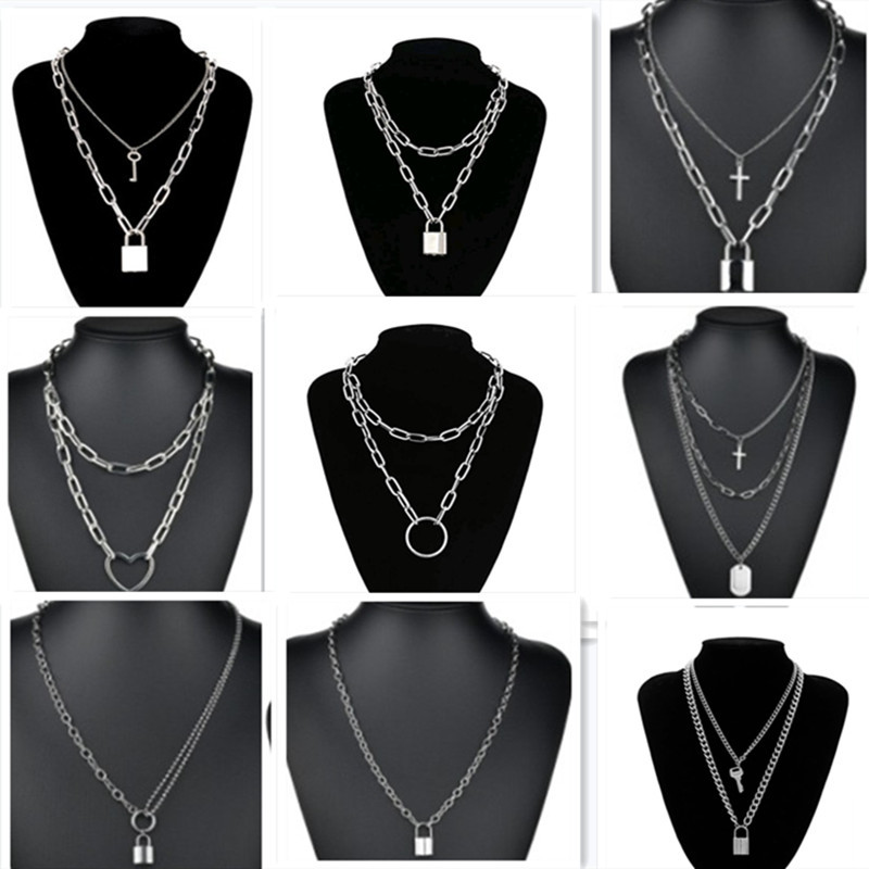 A variety of European and American style necklaces, punk hip-hop exaggerated thick chain necklaces, paired with sweater chains, are retro and versatile for women pic 3
