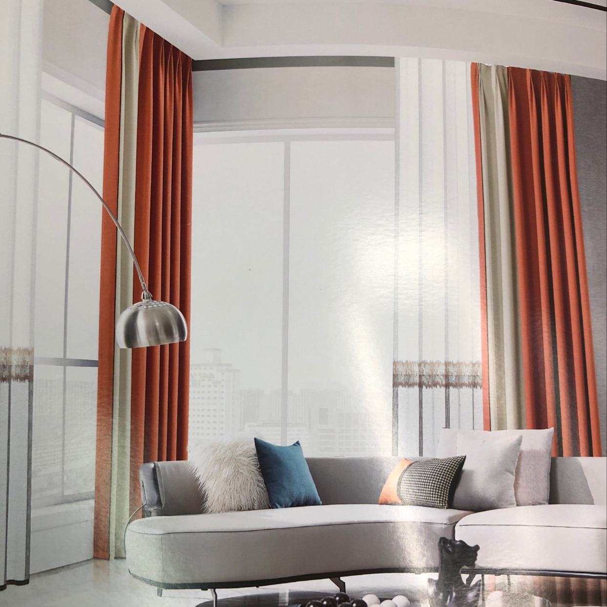 (per meter) Curtains British Royal Nicole cotton main cloth coral orange thumbnail