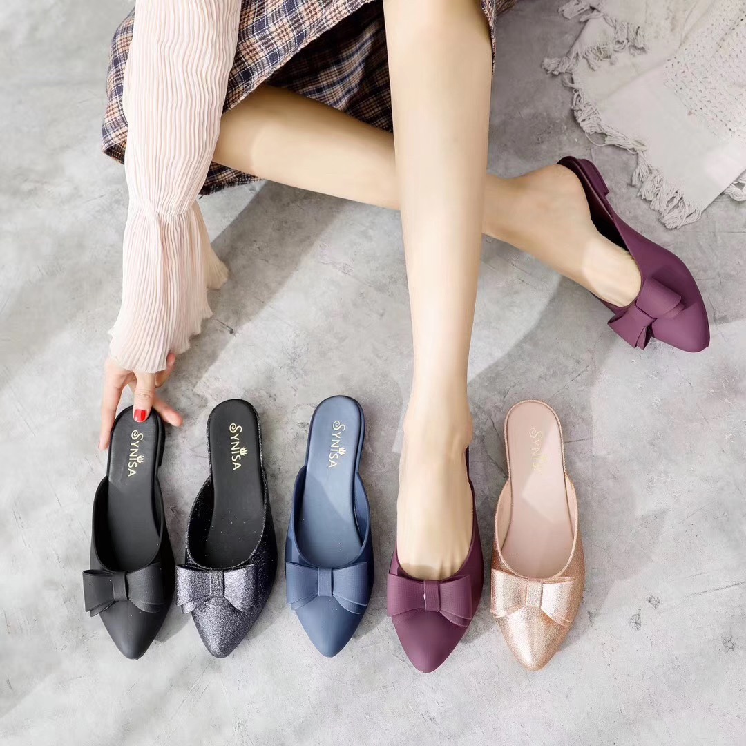 女夏季年新款秋蝴蝶结温柔单鞋软底包头半拖鞋平底鞋