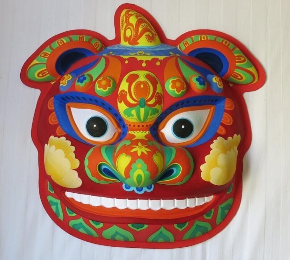环保纸浆面具—一次性DIY面具大狮子头儿童绘画玩具详情图2