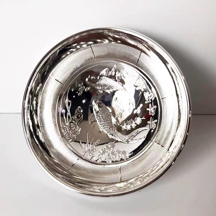 Zinc alloy silver feng Shui layout, the annual surplus bowl thumbnail