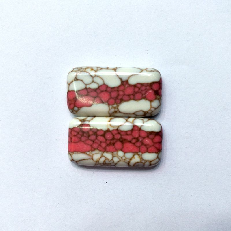 Cross-border best-selling synthetic turquoise rough stone two-color rectangular with perforated scattered beads semi-finished beaded jewelry accessories Item Picture