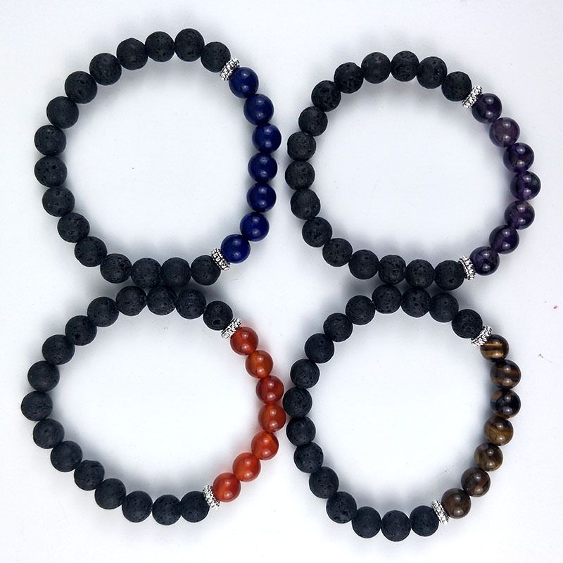 Cross-border best-selling seven-chakra bracelet, volcanic energy stone yoga, popular in Europe and America, natural stone bracelet manufacturer direct sales undefined