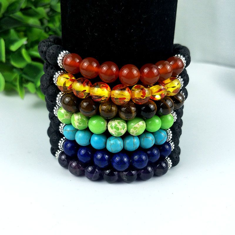 Cross-border best-selling seven-chakra bracelet, volcanic energy stone yoga, popular in Europe and America, natural stone bracelet manufacturer direct sales Application Scenario
