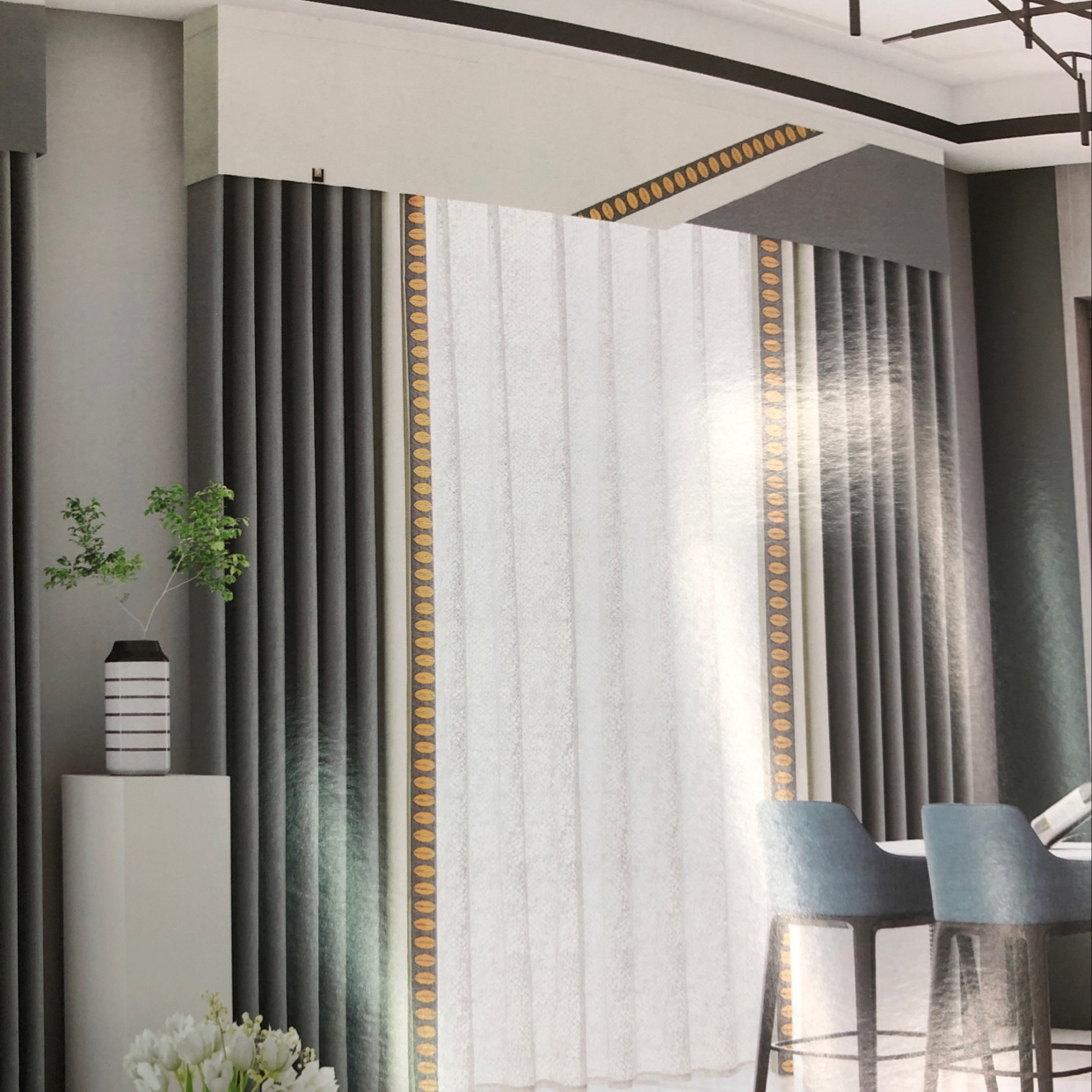 (per meter) Curtain British Royal Nicole cotton master cloth smoky grey thumbnail