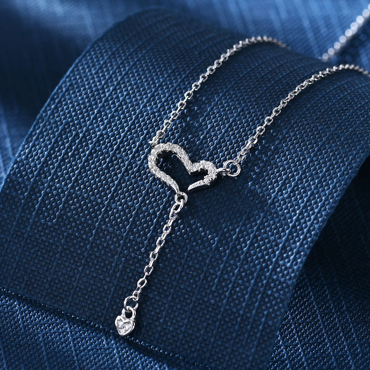 Anton Wolf S925 sterling silver heart-shaped necklace with zircon tassels for women, free shipping starting from one piece