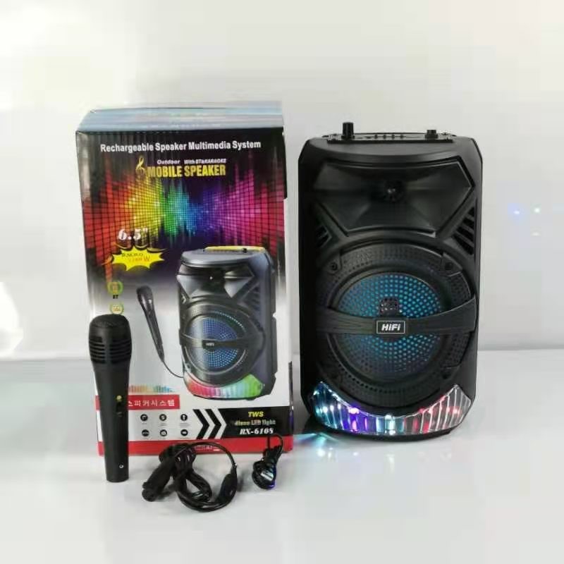 新款6.5寸广场舞音响手提音箱户外大功率电瓶音箱带灯K歌麦克风详情图1