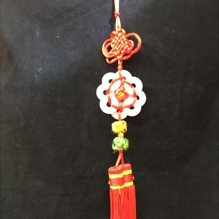 China Knot Art 8 Piece number White Green Belt 2 Color ball (6 cm wide)