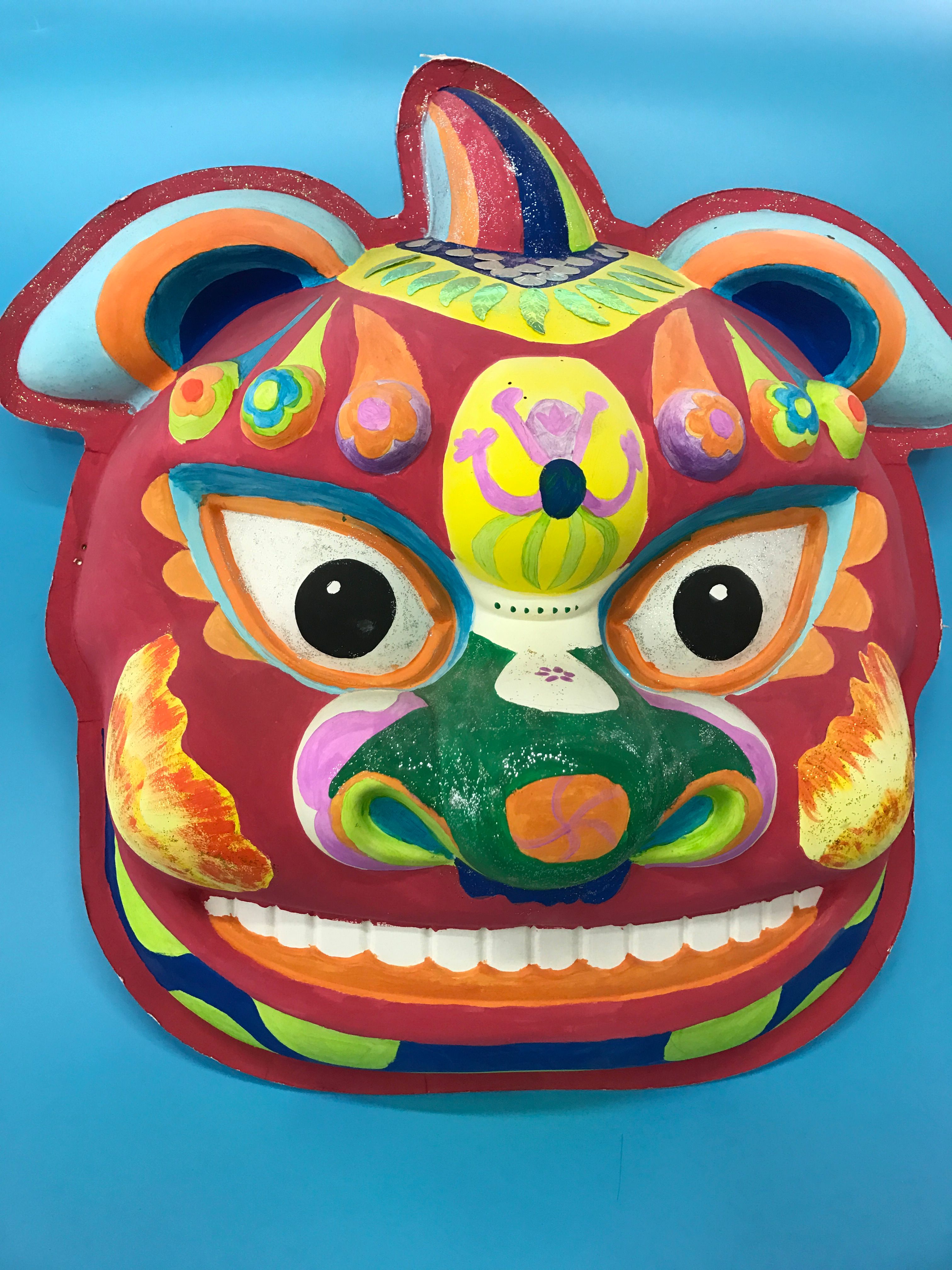 环保纸浆面具—一次性DIY面具大狮子头儿童绘画玩具细节图