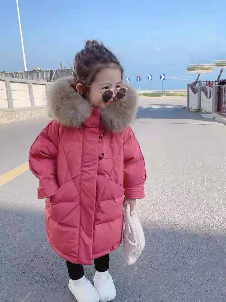 女童秋冬季保暖棉衣外套中长款