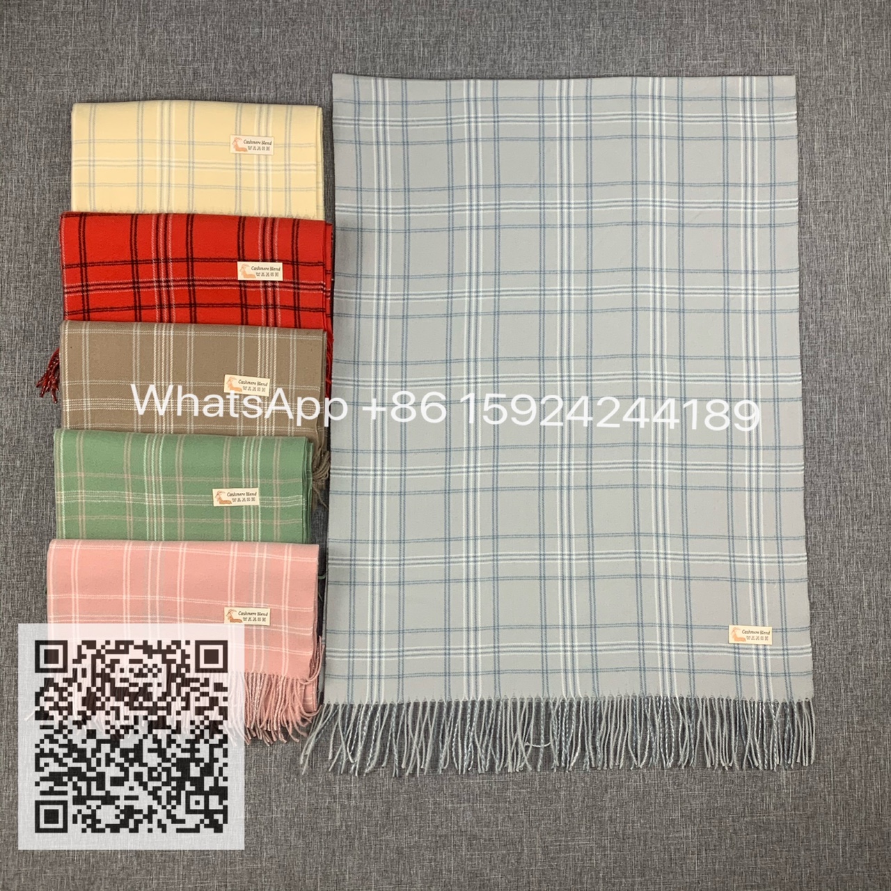 Cross - border new cashmere wool plaid scarf -3 thumbnail