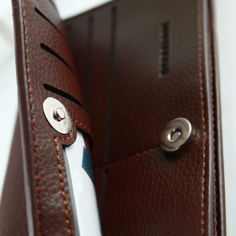 厂家直供 荔枝纹加围款 丝印休闲男士磁扣长款钱包 长款钱夹详情图4