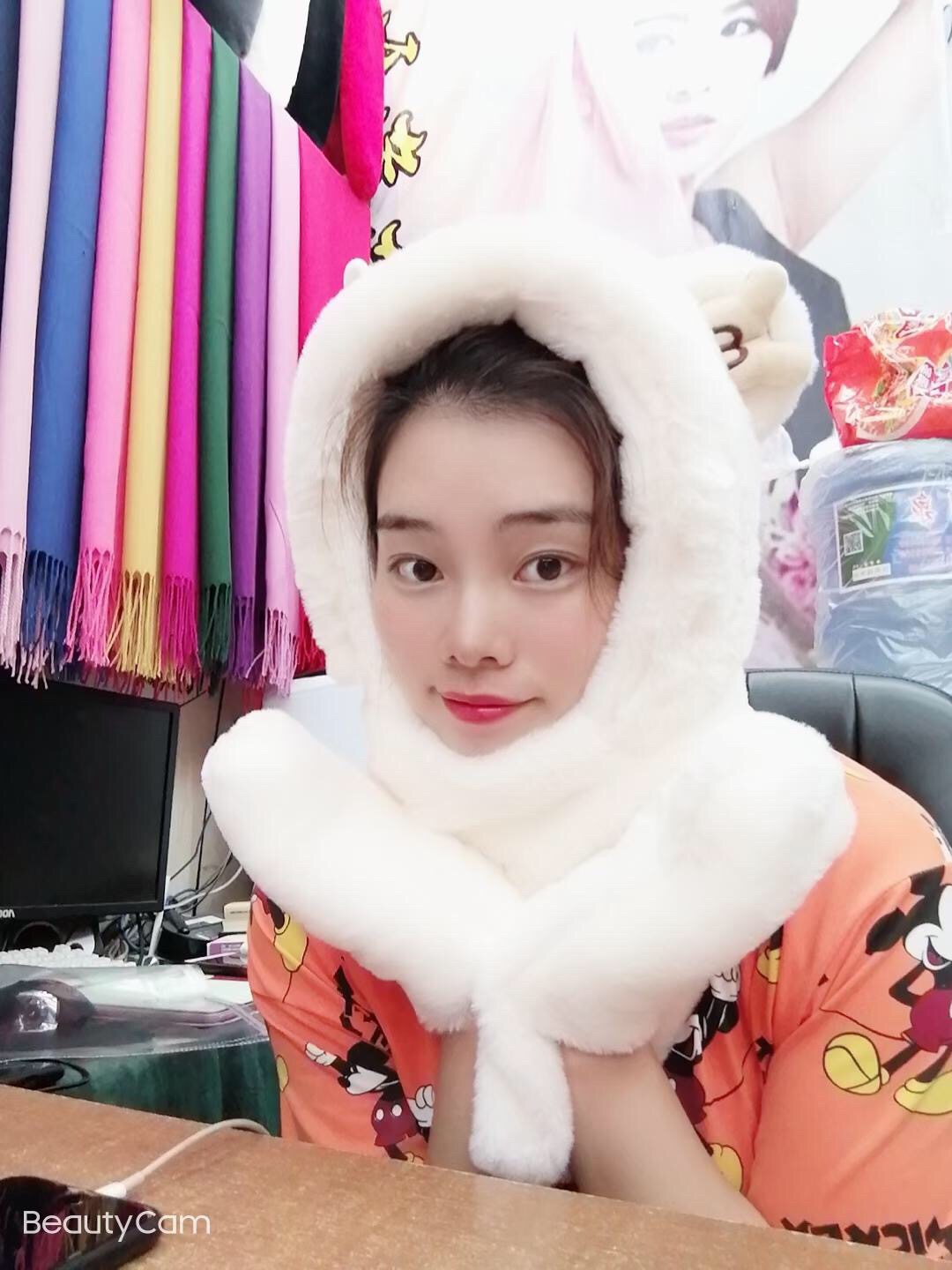 Autumn And Winter New Super Cute Plush Warm Scarf And Hat Item Picture