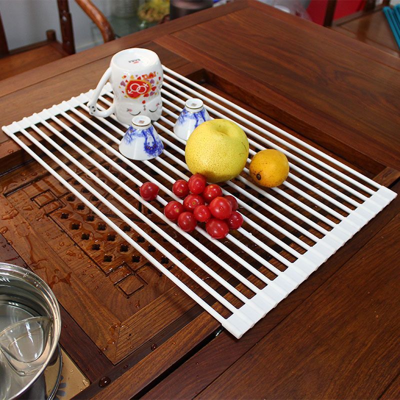 厂家直销可折叠厨房置物架控水架蔬菜水果圆形硅胶沥水架可定制详情图3