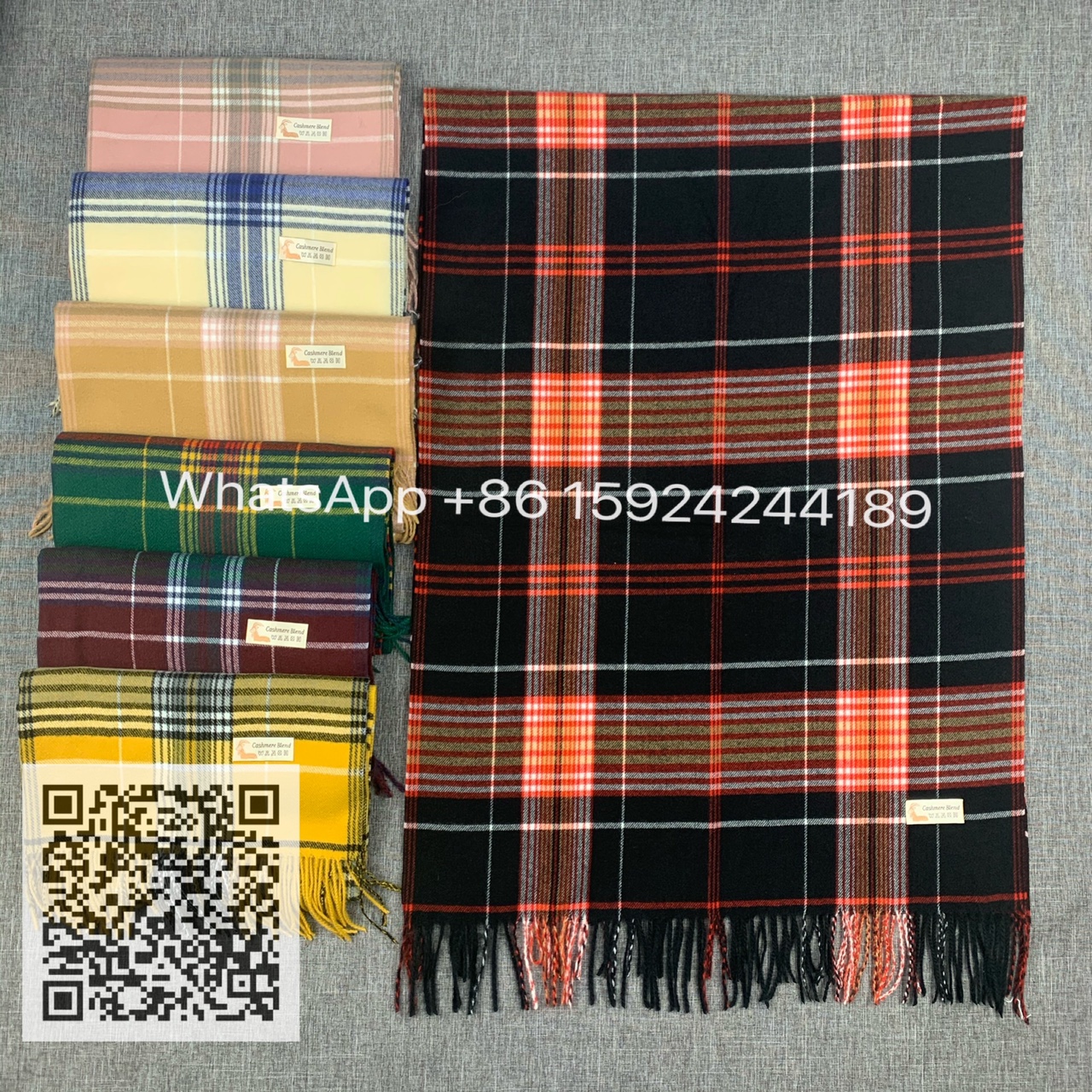 Cross - border new cashmere wool plaid scarf -5 thumbnail