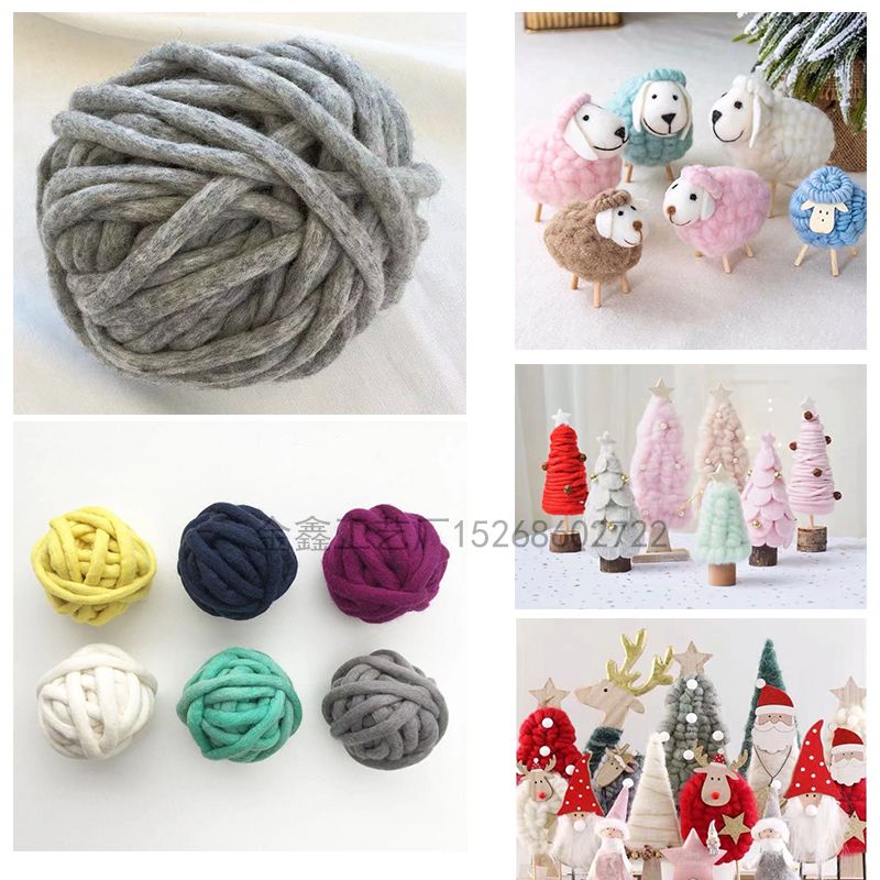 Felt rope Christmas felt alpaca Christmas tree Old man Snowman wool strip felt doll oilcotton thread thumbnail