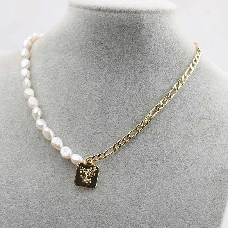 Irregular-shaped pearl pendant necklace for women, Y-shaped collarbone chain, elegant thick chain sweater chain detail image 9