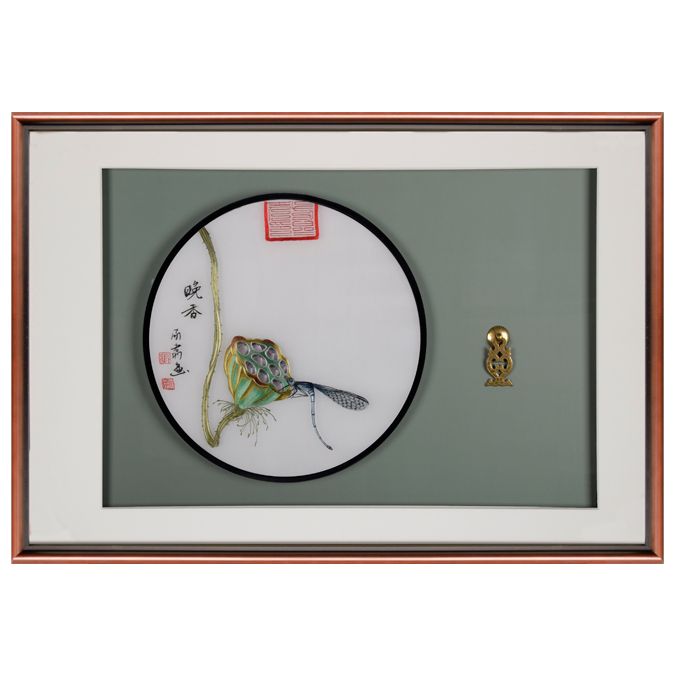 电表箱书房小餐厅 莲蓬头 纯手工刺绣 51*77cm