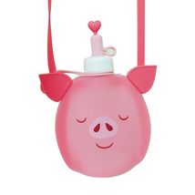厂家直销宝宝儿童户外运动水壶袋小猪可食用硅胶折叠水壶可定制