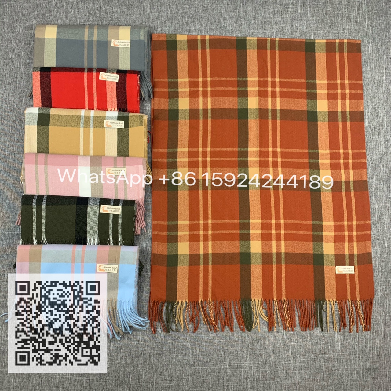 New cross - border cashmere imitation cashmere checked scarf shawl thumbnail