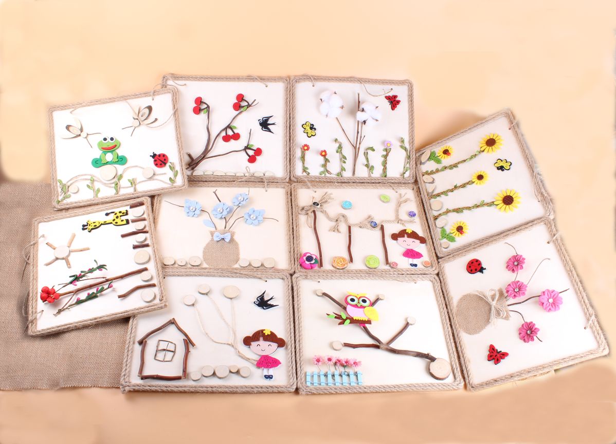 Rural style children's handmade DIY materials package log branches creative collage kindergarten group building activities warm-up thumbnail