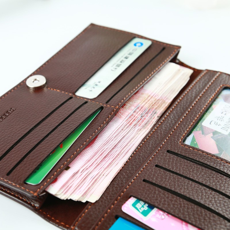 厂家直供 荔枝纹加围款 丝印休闲男士磁扣长款钱包 长款钱夹详情图17