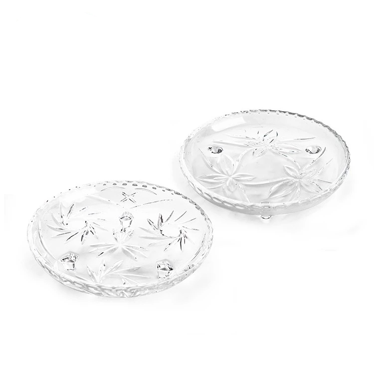 A round transparent glass fruit plate, candy, dessert and snack plate details Picture