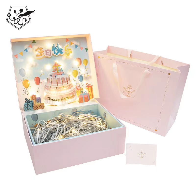 烫金立体礼品盒高档特种纸长方形生日结婚套装包装盒纸盒详情图3