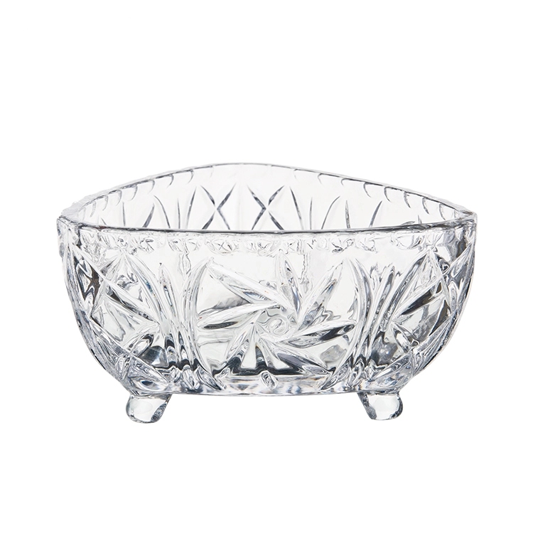 Glass salad bowls, fruit plates, desserts and snacks with foot patterns Item Picture