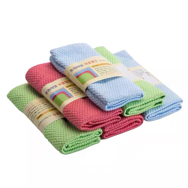 Korean glass and mirror cleaning cloth that absorbs water without shedding fibers or leaving marks, fish scale cleaning cloth, household cleaning without leaving marks, fiber linen cloth Item Picture
