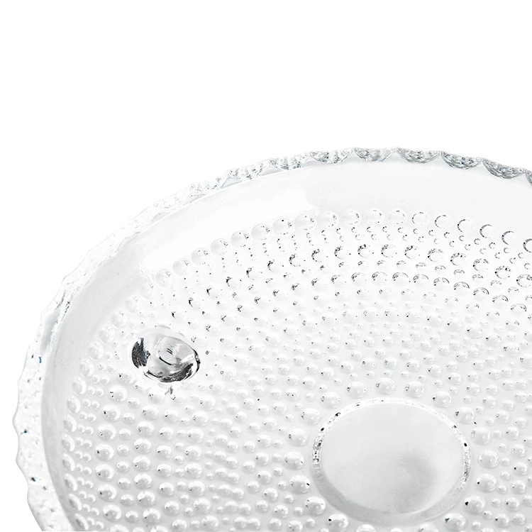 A round transparent glass fruit plate, candy, dessert and snack plate Application Scenario
