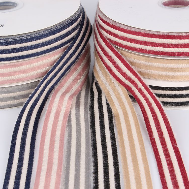 L009 毛边条纹带 韩版织带 帽子 头饰 礼盒包装细节图