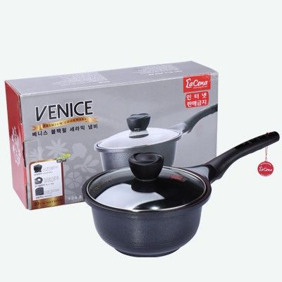 Korean-style double-ear instant noodle pot, stainless steel lifting pot, enamel pot, multi-functional frying and stir-frying flat pan, household kitchenware