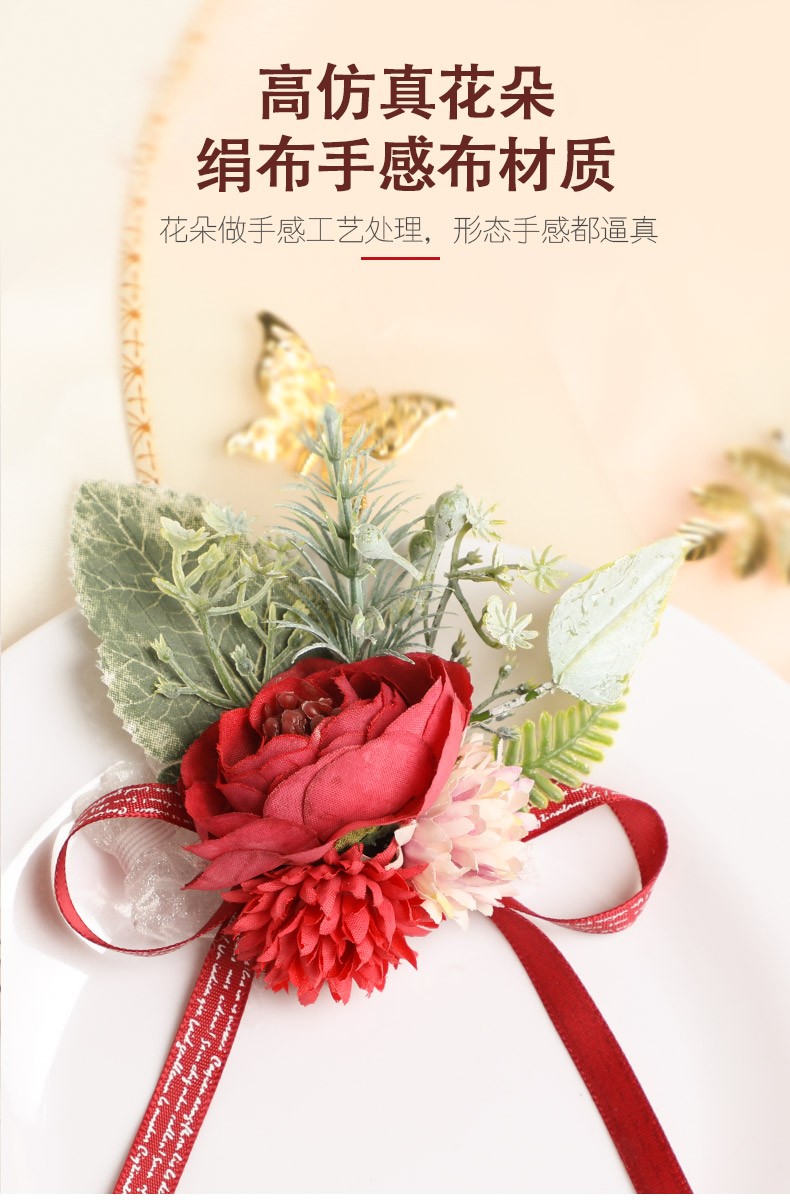 新款白色仿真婚庆新娘手腕花 婚礼用品结婚韩式伴娘姐妹手腕花环详情图15