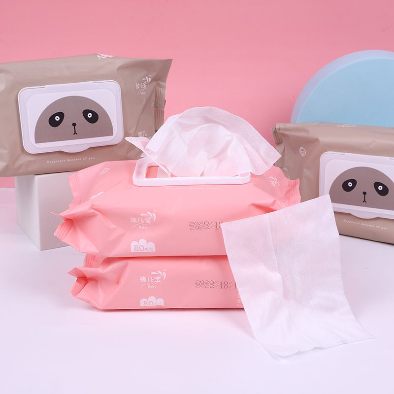 80P baby cotton soft towel, special dry tissue for babies, new pull-out face towel, dry and wet dual-purpose thick soft towel Item Picture