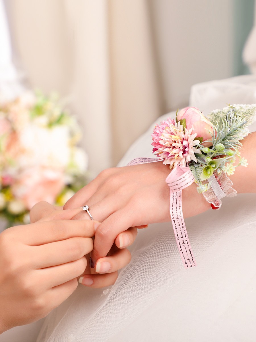新款白色仿真婚庆新娘手腕花 婚礼用品结婚韩式伴娘姐妹手腕花环详情图13