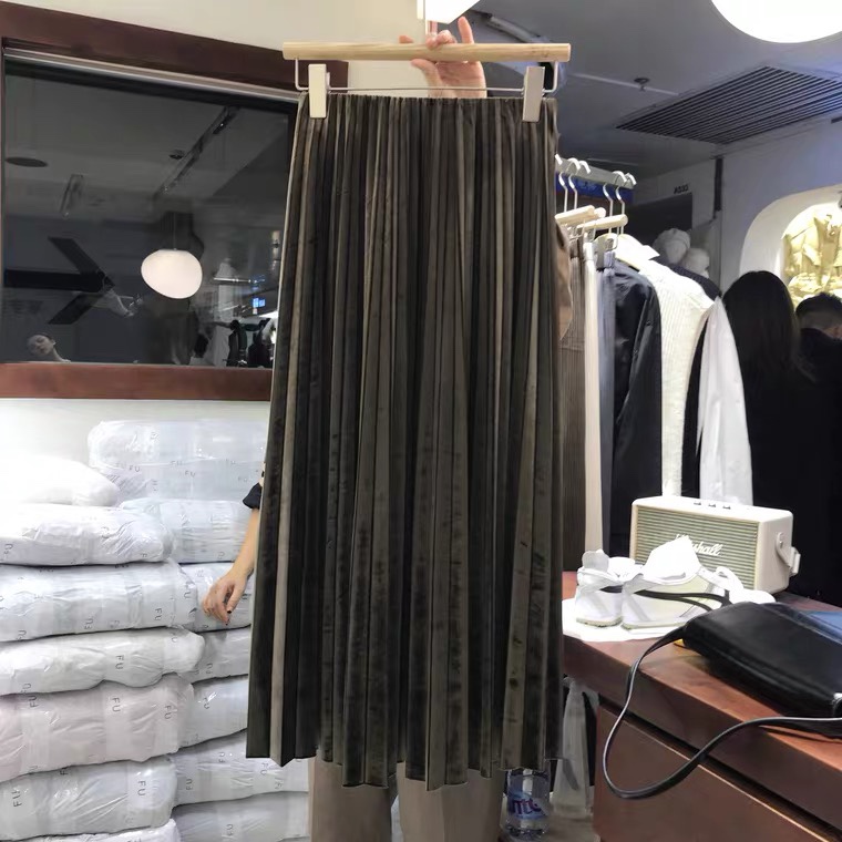 韩版灯芯绒长裙细节图
