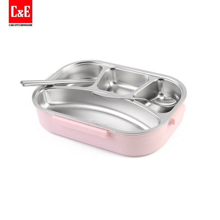 C&E 创艺厨具304不锈钢保温饭盒上班族小学生分隔型餐盒儿童便当盒分格餐盘 便当盒 饭盒 餐盒详情1