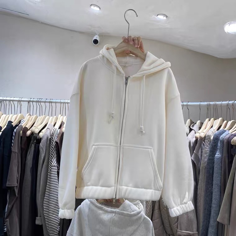 韩版加厚拉链卫衣细节图