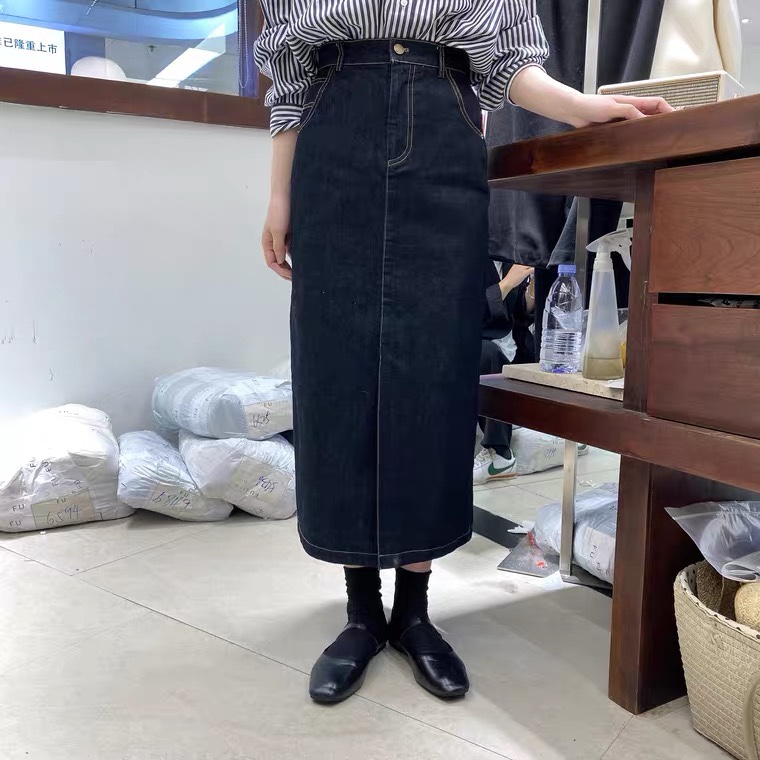 韩版牛仔包臀长裙
