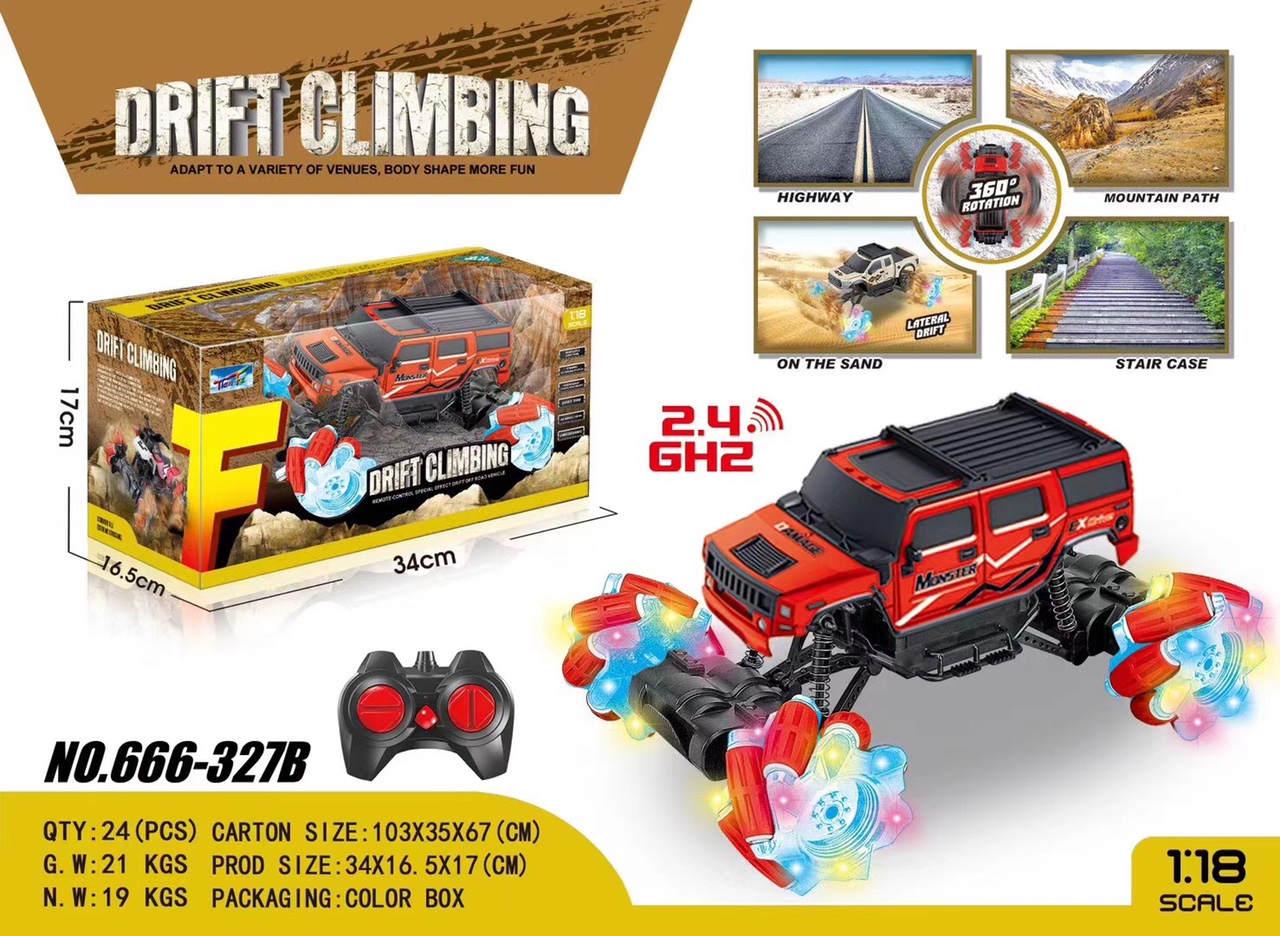 Side-traveling stunt car remote control off-road vehicle