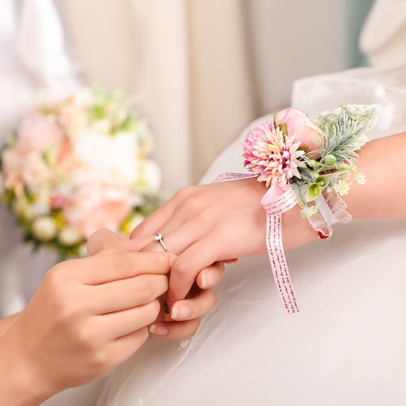 新款白色仿真婚庆新娘手腕花 婚礼用品结婚韩式伴娘姐妹手腕花环详情图7
