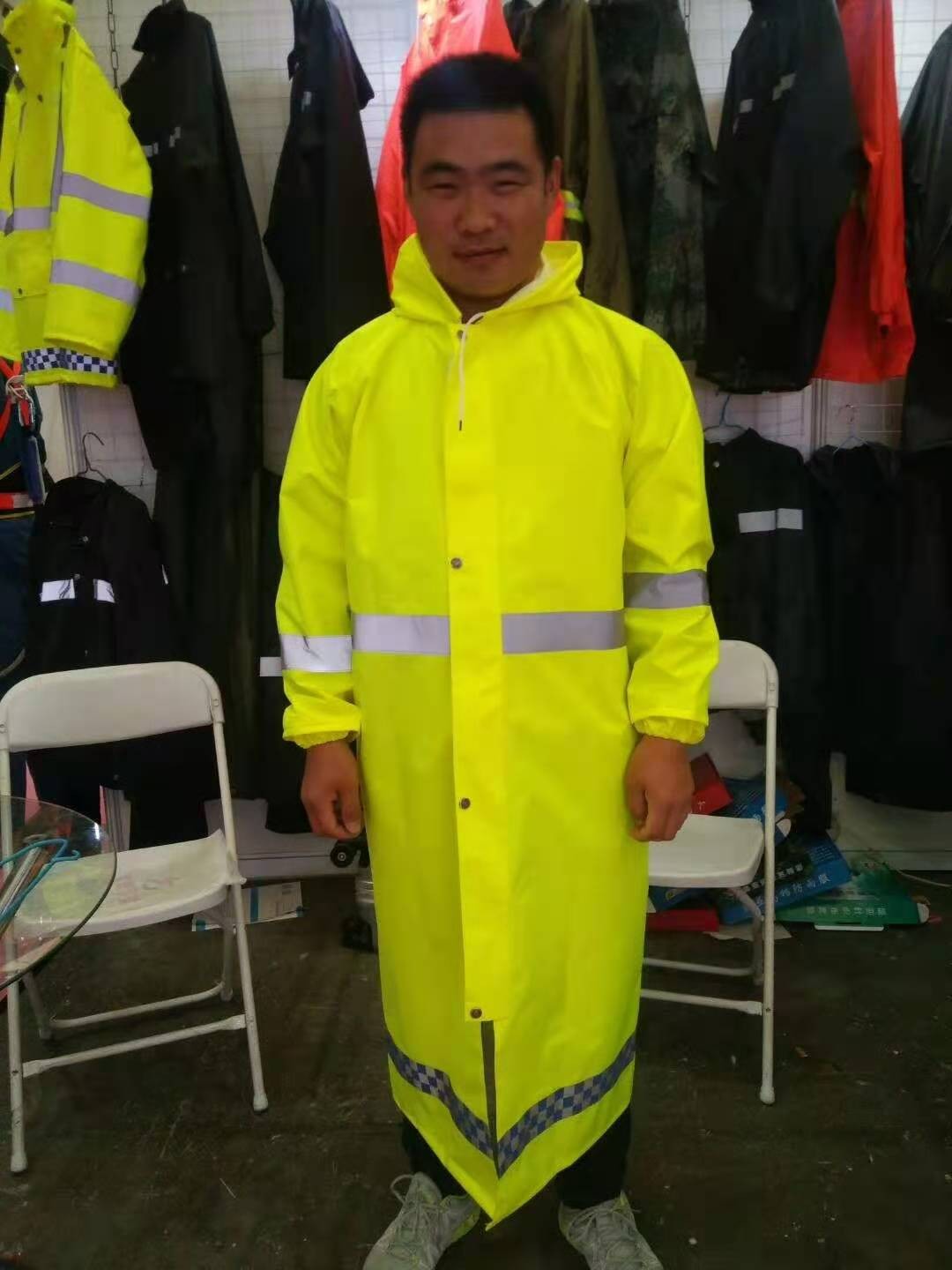 Golden Yellow High-Gloss Strip Long Coat full figure