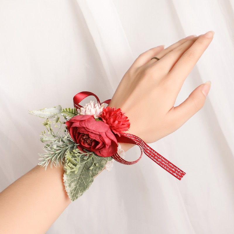 新款白色仿真婚庆新娘手腕花 婚礼用品结婚韩式伴娘姐妹手腕花环详情图9