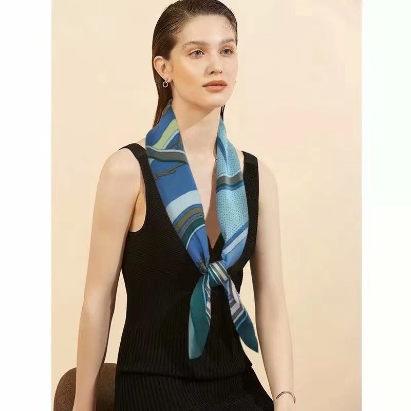 Jane Eyre Siyuan 90 Square Scarf Korean Version, fashionable and versatile, Spring and autumn imitation silk printed silk scarf, professional square scarf, scarf, e-commerce gift Specification image