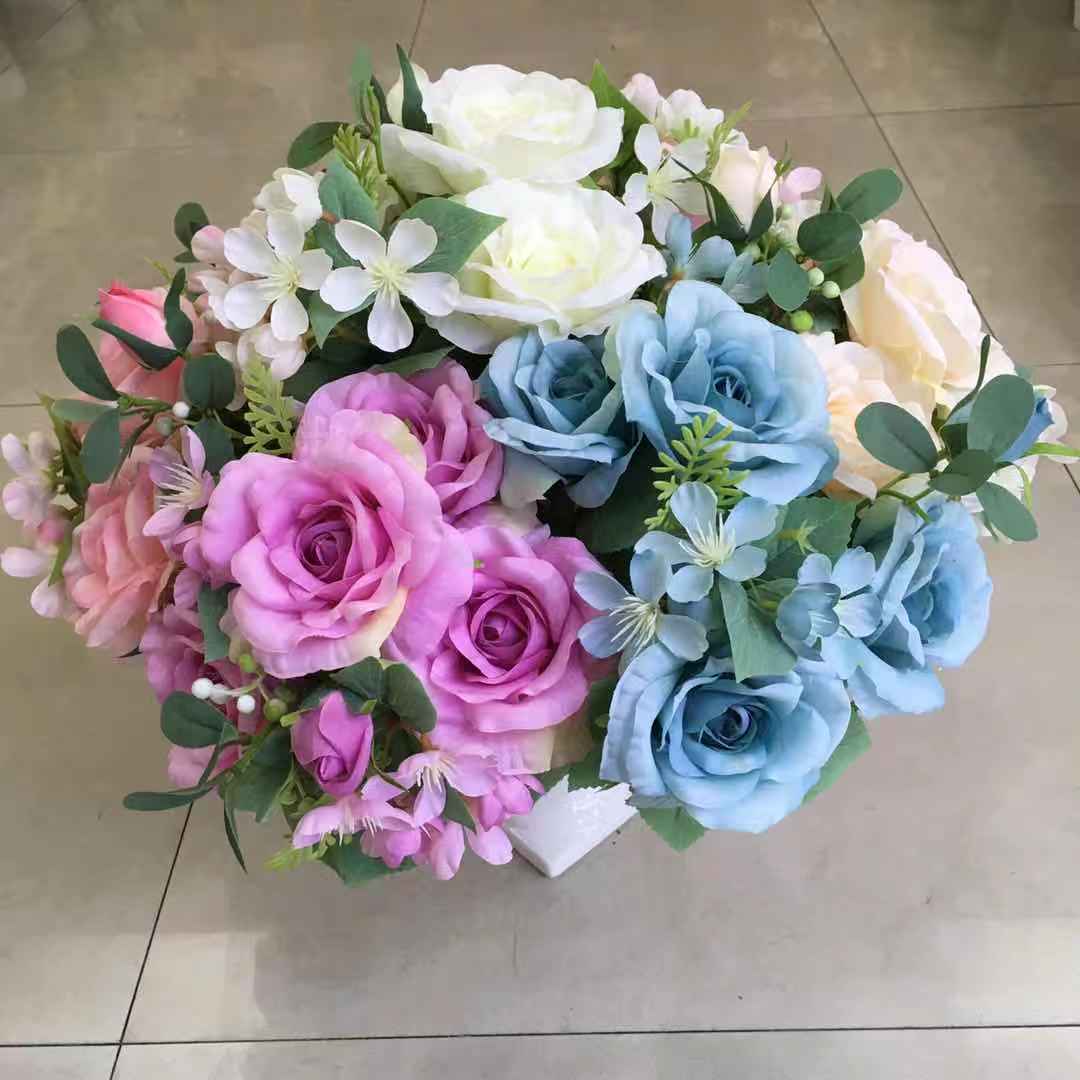 Living room artificial flowers, 7-pronged Korean-style empress rose wholesale, venue decoration, wedding decoration details Picture
